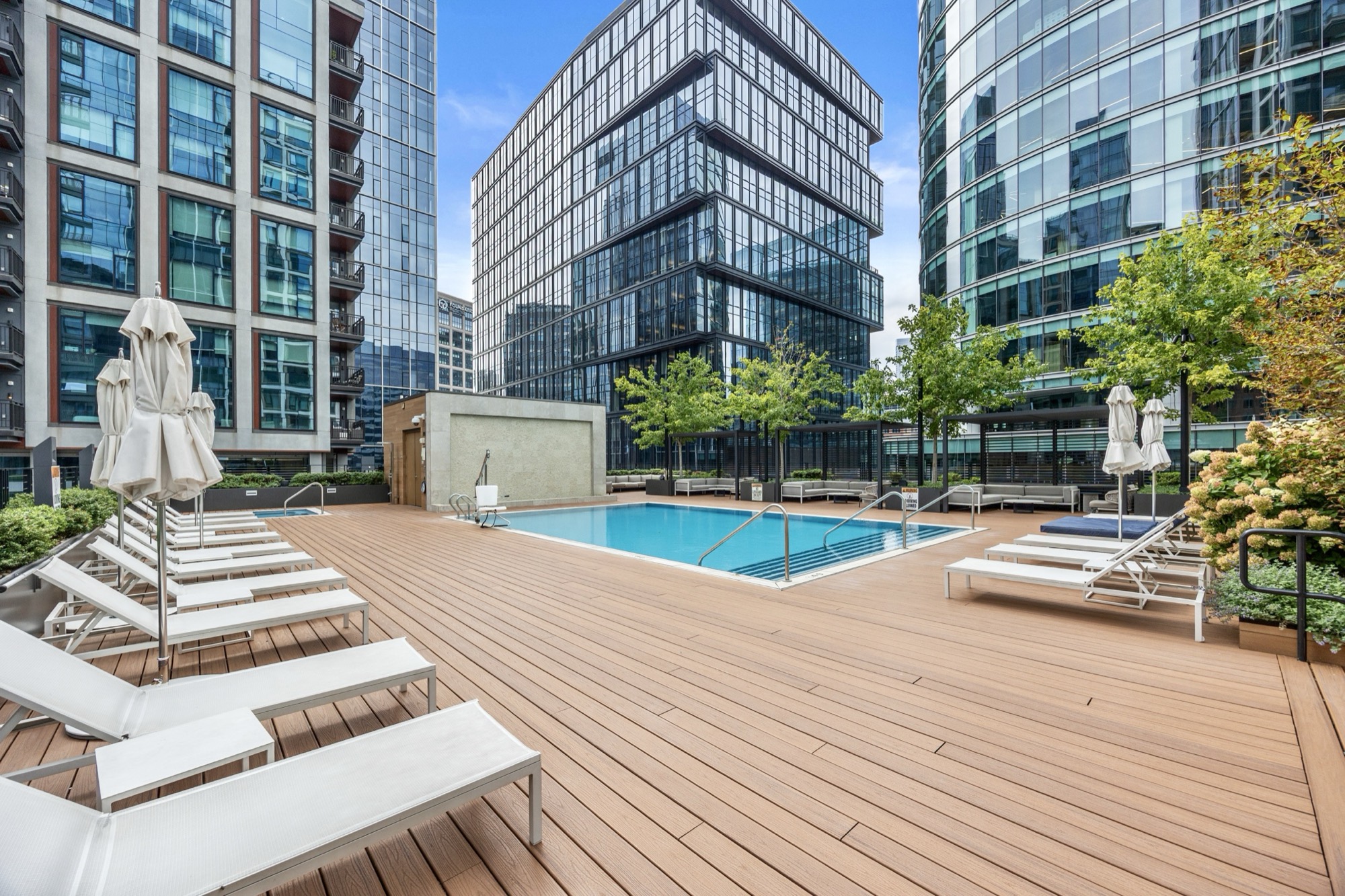 Outdoor pool terrace at Echelon Seaport