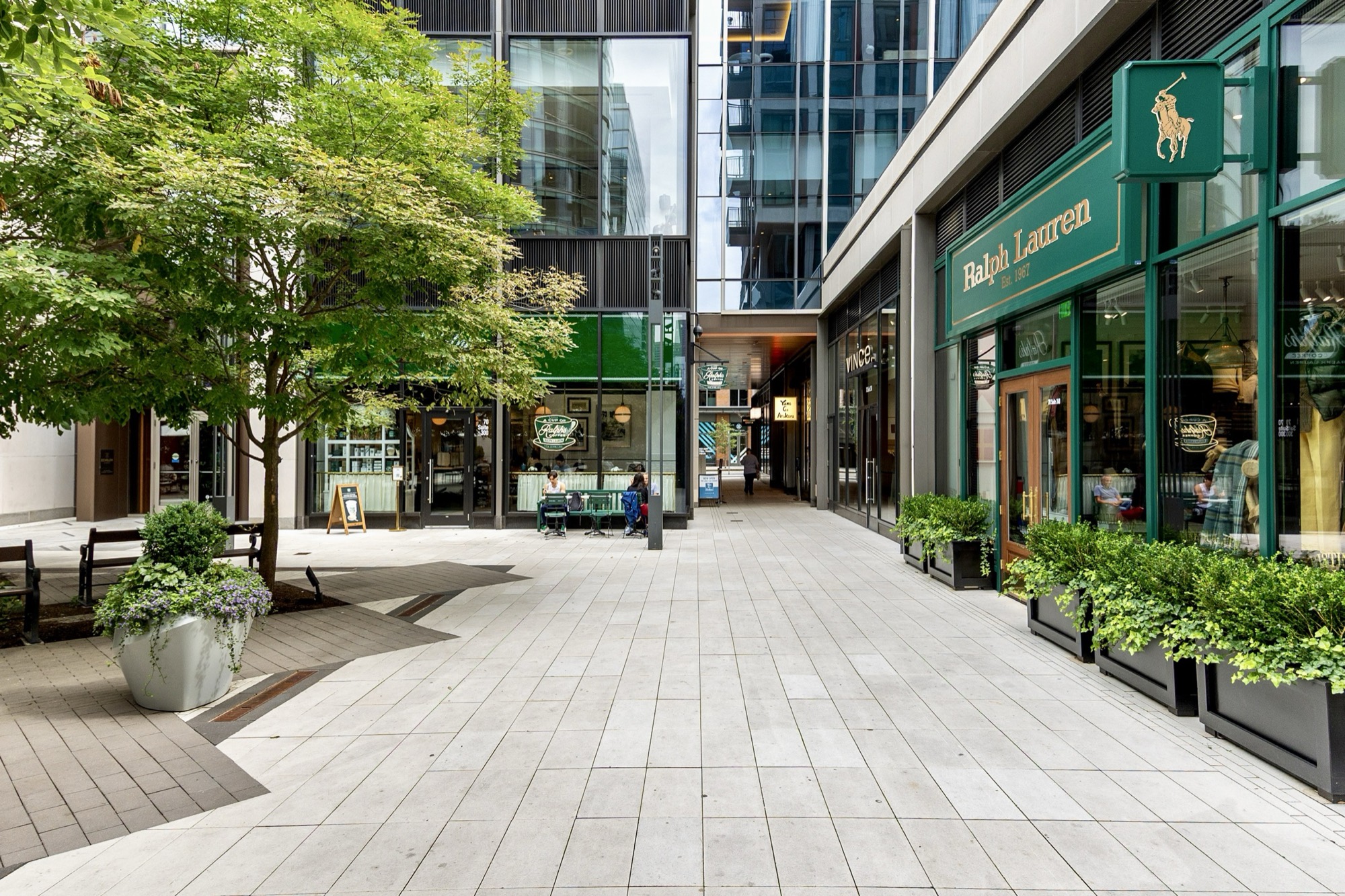 Ralph Lauren retail and café courtyard in Boston Seaport
